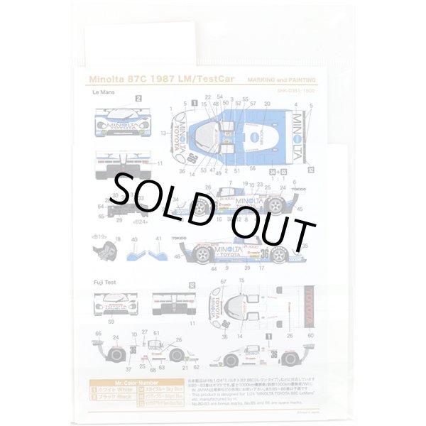 シュンコモデル SHK-D351 1/24 ミノルタ87C 1987 LM/テストカー デカールセット