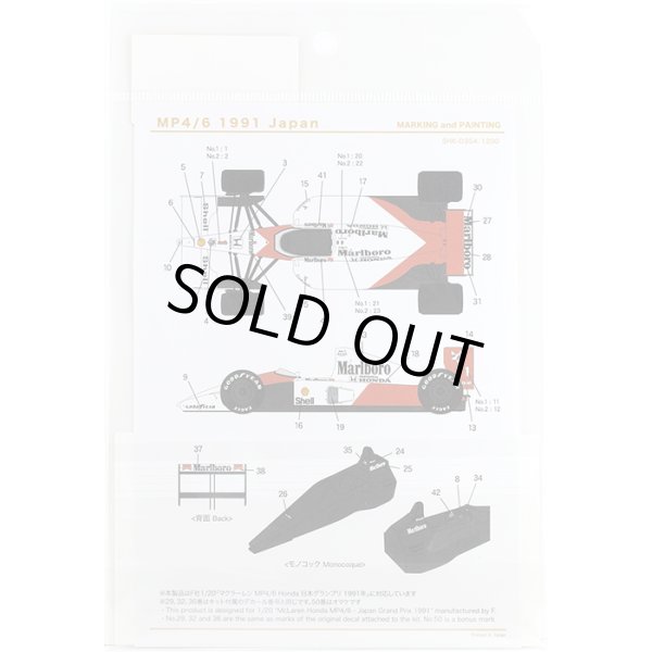 シュンコモデル SHK-D354 1/20 マクラーレン MP4/6 1991 日本 デカールセット フジミ対応