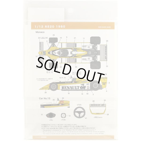 SHUNKO MODELS シュンコモデル SHK-D420 1/12 ルノー RE-20 1980 デカールセット タミヤ対応