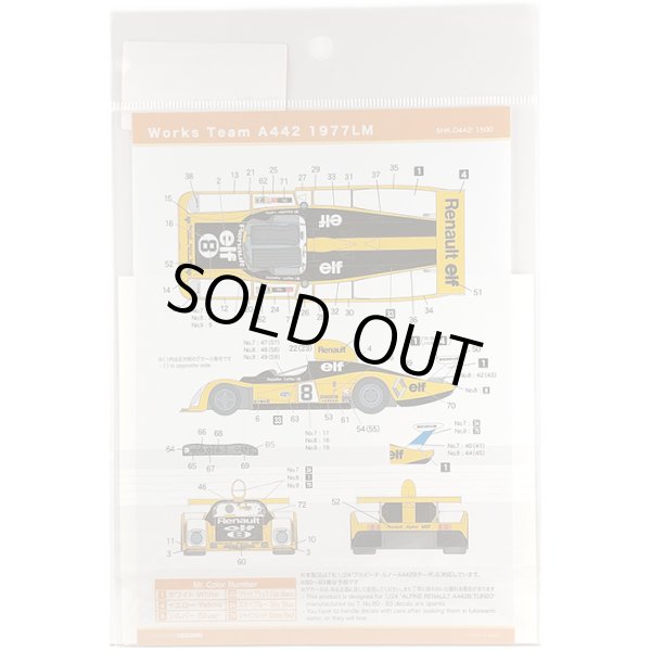 SHUNKO MODELS シュンコウ SHK-D442 1/24 ワークスチーム アルピーヌ ルノー A442 1977 LM デカールセット タミヤ対応