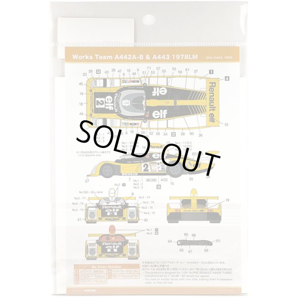 SHUNKO MODELS シュンコウ SHK-D443 1/24 ワークスチーム アルピーヌ ルノー A442A-B & A443 1978 LM デカールセット タミヤ対応