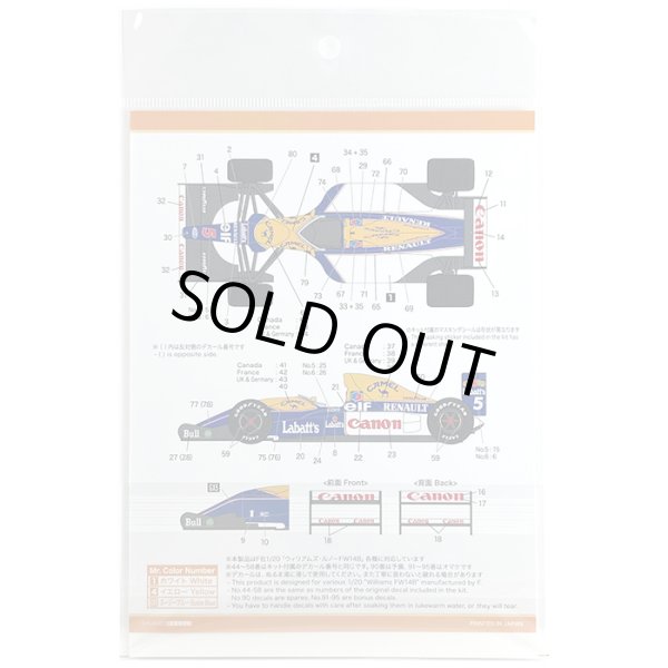 SHUNKO MODELS シュンコウ SHK-D450 1/20 ウイリアムズ FW14B デカールセット フジミ対応