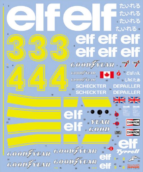 SHUNKO MODELS シュンコウ SHK-D454 1/12 タイレル P34 1976スウェーデン/日本 デカールセット タミヤ対応