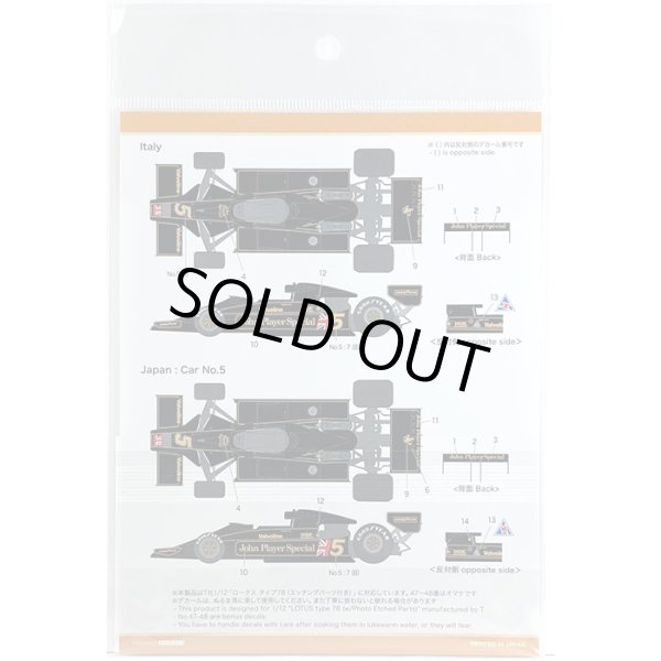 SHUNKO MODELS シュンコモデル SHK-D481 1/12 ロータス タイプ78 1977 オプションデカールセット タミヤ対応