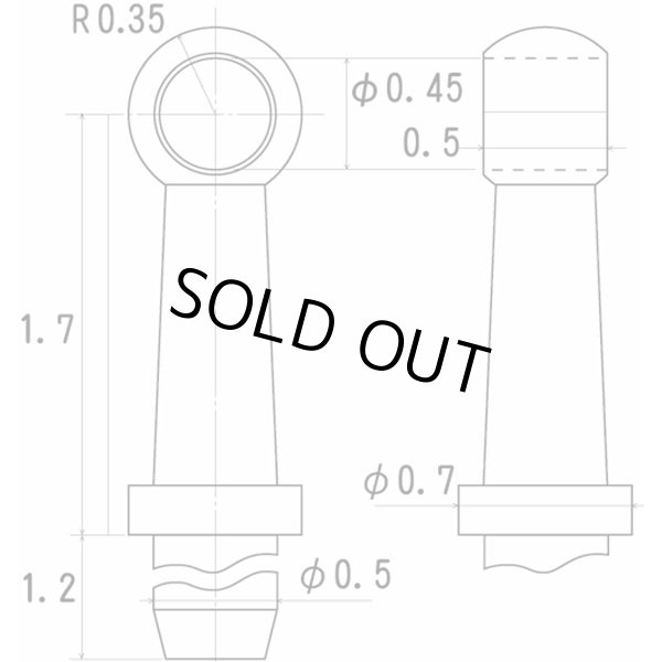 さかつう 5004 ハンドレールノブ 高さ1.7mm 0.4mm線用 6個入り