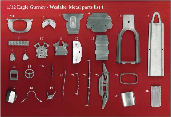 モデルファクトリーヒロ MFH K509 K510 1/12 EAGLE Gurney-Weslake パーツ・リスト