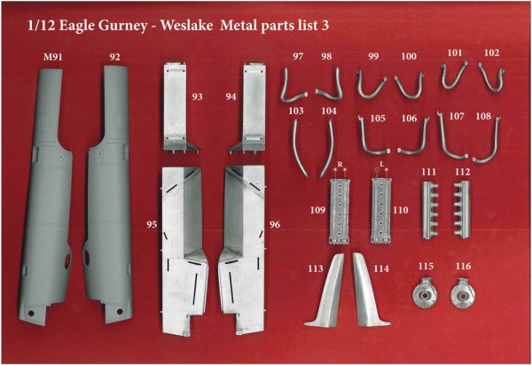 モデルファクトリーヒロ MFH K509 K510 1/12 EAGLE Gurney-Weslake パーツ・リスト