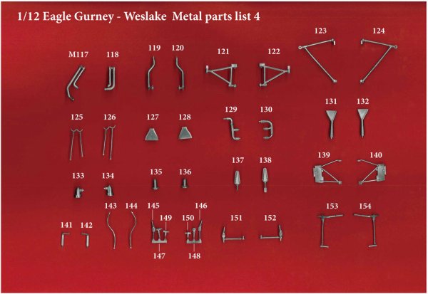 モデルファクトリーヒロ MFH K509 K510 1/12 EAGLE Gurney-Weslake パーツ・リスト
