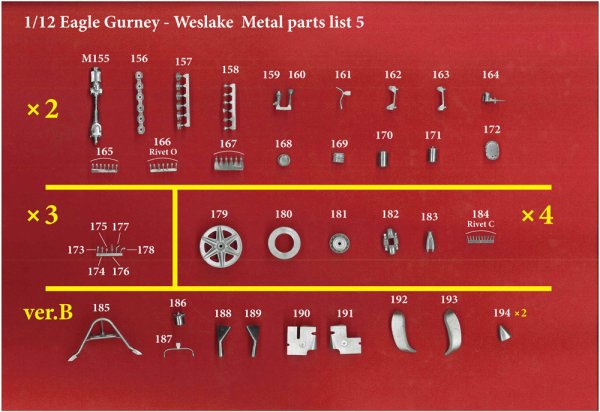 モデルファクトリーヒロ MFH K509 K510 1/12 EAGLE Gurney-Weslake パーツ・リスト