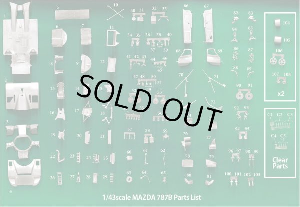 モデルファクトリーヒロ MFH K657 K658 1/43 マツダ 787B パーツ・リスト