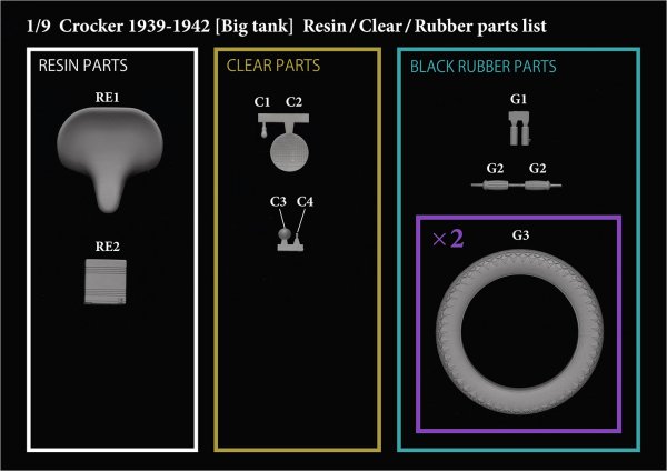 モデルファクトリーヒロ MFH K836 1/9 クロッカー OHV Big tank 1939-1942 パーツ・リスト