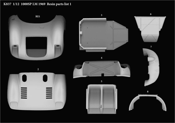 モデルファクトリーヒロ MFH K837 1/12 フィアット アバルト 1000SP LM 1969 パーツ・リスト