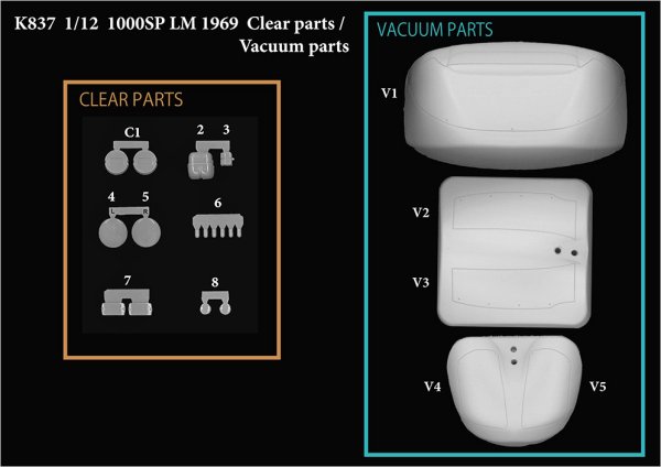 モデルファクトリーヒロ MFH K837 1/12 フィアット アバルト 1000SP LM 1969 パーツ・リスト