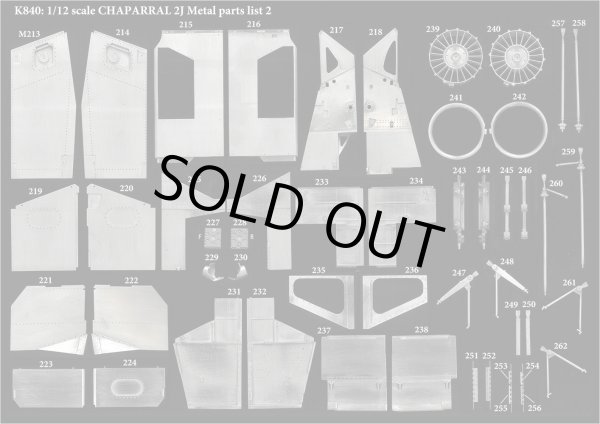 モデルファクトリーヒロ MFH K840 1/12 シャパラル 2J パーツ・リスト