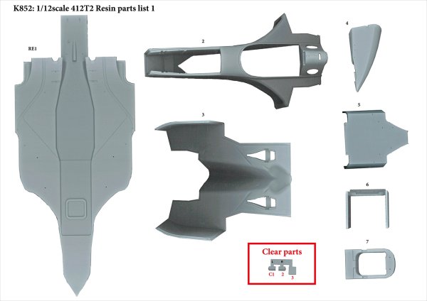 モデルファクトリーヒロ MFH K852 1/12 フェラーリ 412T2 パーツ・リスト