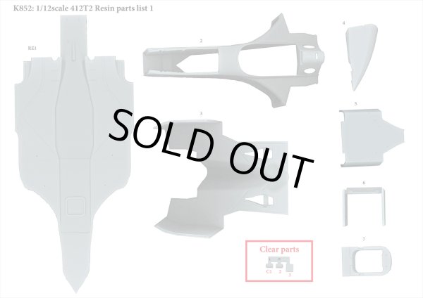 モデルファクトリーヒロ MFH K852 1/12 フェラーリ 412T2 パーツ・リスト