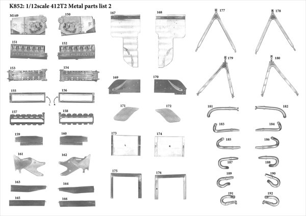 モデルファクトリーヒロ MFH K852 1/12 フェラーリ 412T2 パーツ・リスト