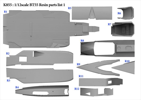 モデルファクトリーヒロ MFH K855 1/12 ブラバム BT55 パーツ・リスト