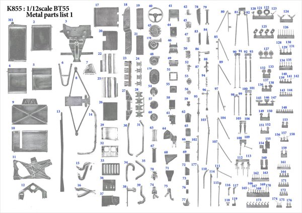 モデルファクトリーヒロ MFH K855 1/12 ブラバム BT55 パーツ・リスト
