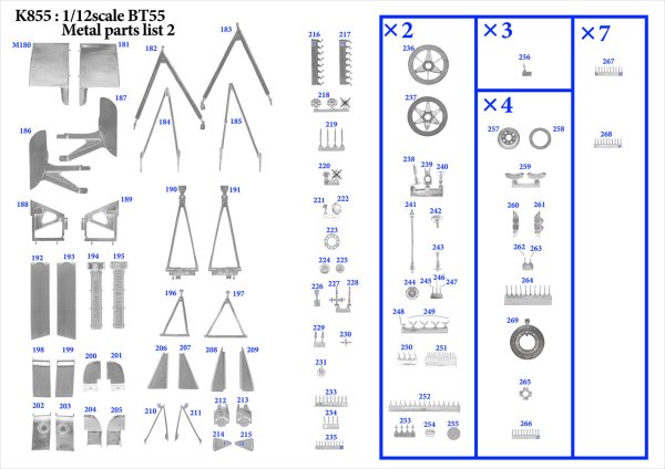 モデルファクトリーヒロ MFH K855 1/12 ブラバム BT55 パーツ・リスト