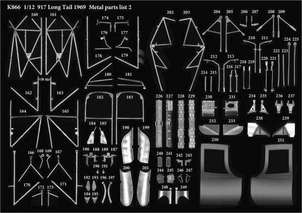 モデルファクトリーヒロ MFH K866 1/12 ポルシェ917 Long Tail 1969 パーツ・リスト