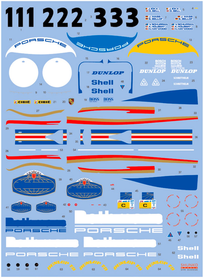 SHUNKO MODELS シュンコウ SHK-D200SE 1/24 ワークスチーム ポルシェ 956 1983 デカールセット タミヤ対応