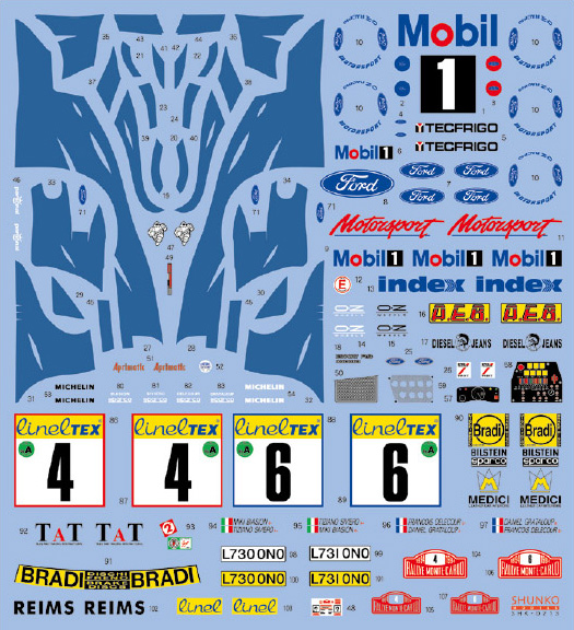 SHUNKO MODELS シュンコモデル SHK-D213 1/24 モービル1 エスコート 1994 モンテカルロ デカールセット タミヤ対応