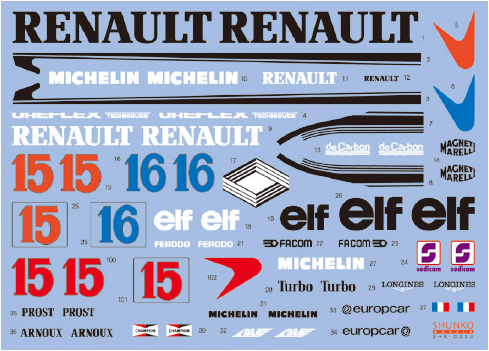 SHUNKO MODELS シュンコモデル SHK-D233 1/20 ルノー RE30B デカールセット タミヤ対応