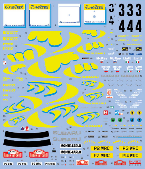 SHUNKO MODELS シュンコモデル SHK-D239 1/24 スリーファイブインプレッサ 1997-98モンテカルロ デカールセット