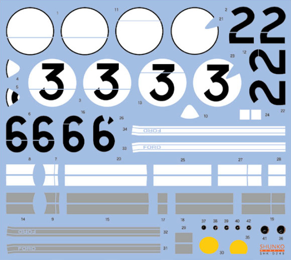 SHUNKO MODELS シュンコモデル SHK-D249 1/24 フォード GT40 1966 LM デカールセット フジミ対応
