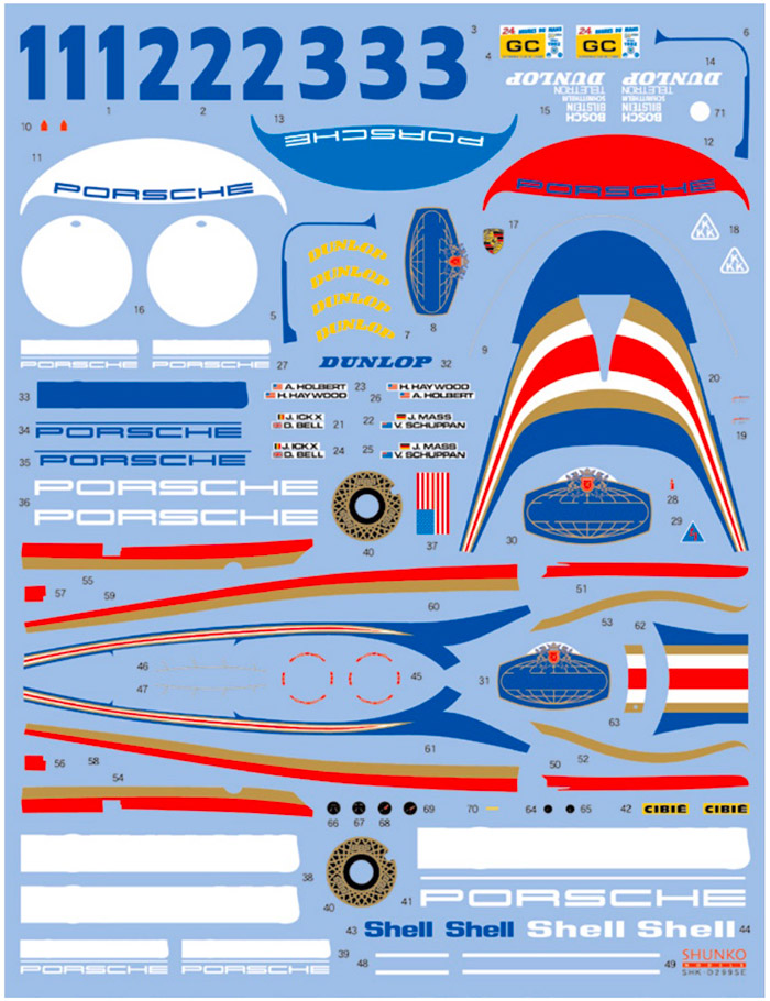 SHUNKO MODELS シュンコウ SHK-D299SE 1/24 ワークスチーム ポルシェ 956 1982 LM デカールセット タミヤ対応