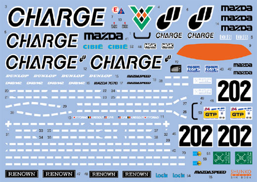 シュンコモデル SHK-D304 1/24 チャージ767B 1989LM デカールセット