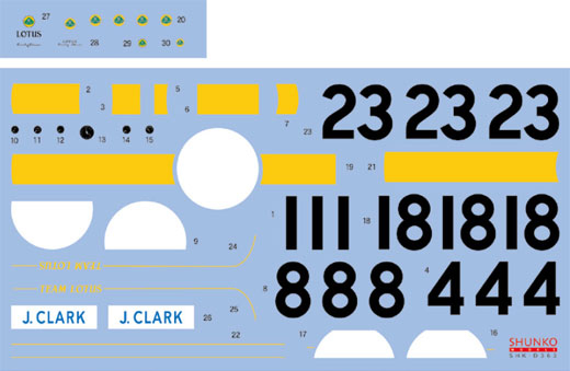 SHUNKO MODELS シュンコモデル SHK-D363 1/20 タイプ25 1963-64 デカールセット