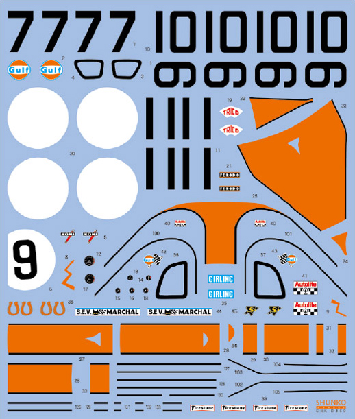 SHUNKO MODELS シュンコモデル SHK-D369 1/24 ガルフGT40 1968-69LM デカールセット