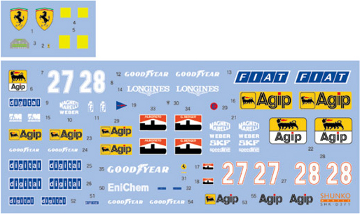 SHUNKO MODELS シュンコモデル SHK-D371 1/24 フェラーリ F187 デカールセット プロター対応