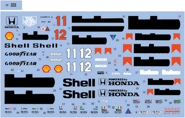 SHUNKO MODELS シュンコモデル SHK-D376 1/20 マクラーレン MP4/5 デカールセット フジミ対応