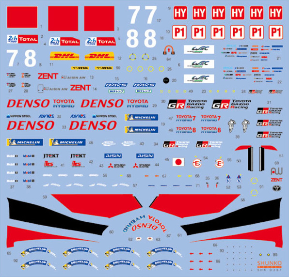 SHUNKO MODELS シュンコモデル SHK-D387 1/24 トヨタ TS050 2019 スパ/LM デカールセット タミヤ対応
