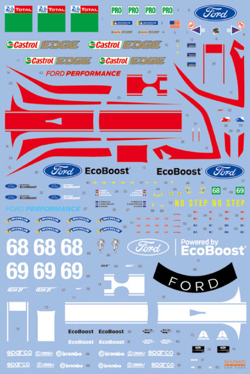 SHUNKO MODELS シュンコモデル SHK-D389 1/24 フォード GT チームUSA 2019 LM デカールセット レベル対応