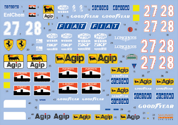 SHUNKO MODELS シュンコモデル SHK-D398 1/20 フェラーリ F187 & F187/88C デカールセット フジミ対応