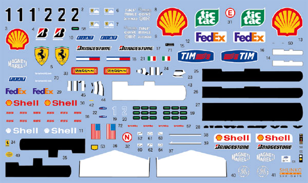 SHUNKO MODELS シュンコモデル SHK-D419 1/20 フェラーリ F2001 デカールセット タミヤ対応