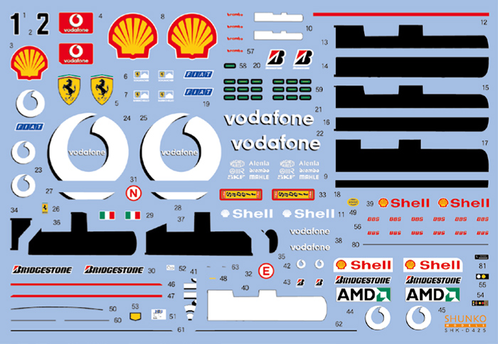 SHUNKO MODELS シュンコウ SHK-D425 1/20 フェラーリ F2001B 2002 オーストラリア デカールセット タミヤ対応