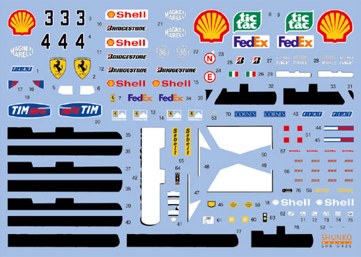 SHUNKO MODELS シュンコウ SHK-D426 1/20 フェラーリ F1-2000 デカールセット タミヤ対応