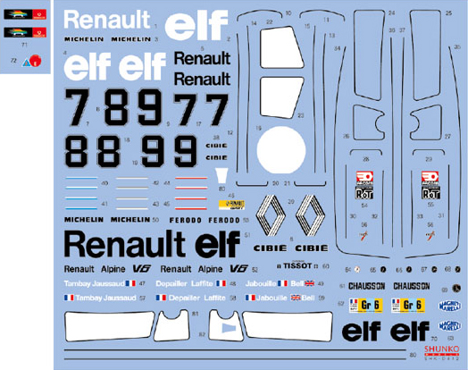 SHUNKO MODELS シュンコウ SHK-D442 1/24 ワークスチーム アルピーヌ ルノー A442 1977 LM デカールセット タミヤ対応