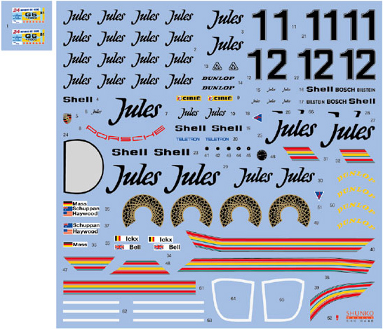 SHUNKO MODELS シュンコウ SHK-D448 1/24 ジュール ポルシェ 936/81 1981 LM デカールセット タミヤ対応