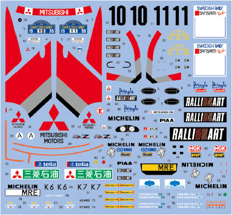 SHUNKO MODELS シュンコウ SHK-D452 1/24 三菱 ランサー エボリューションII 1995 スウェーデン デカールセット ハセガワ対応