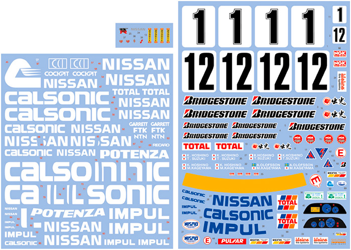 SHUNKO MODELS シュンコウ SHK-D455 1/12 カルソニック スカイライン GT-R 1990-93 デカールセット フジミ対応
