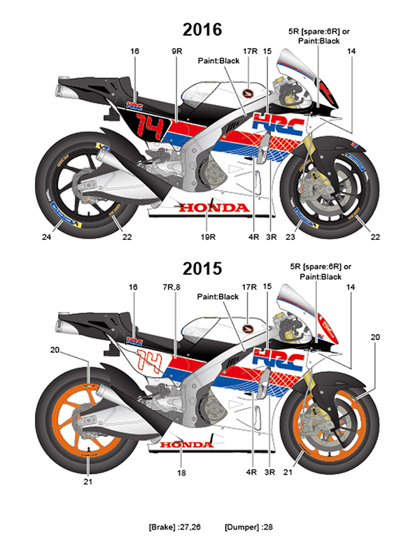 スタジオ27 DC1211 1/12 RC213V Demo Run Motegi #14 2015/2016 デカール