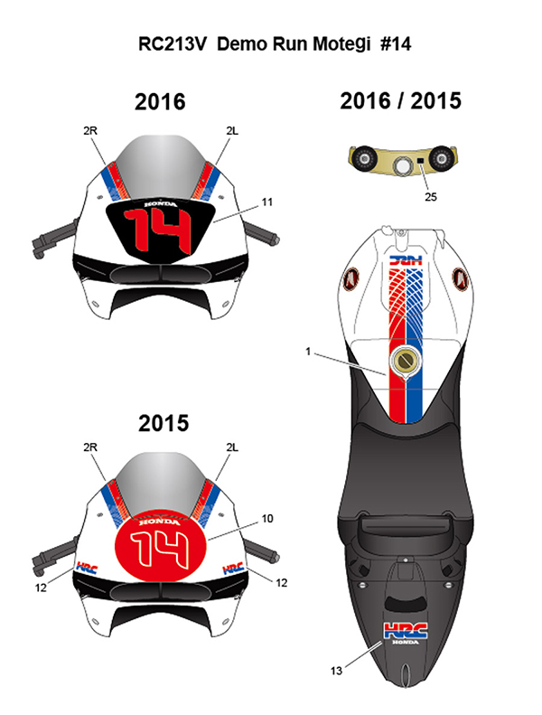 スタジオ27 DC1211 1/12 RC213V Demo Run Motegi #14 2015/2016 デカール