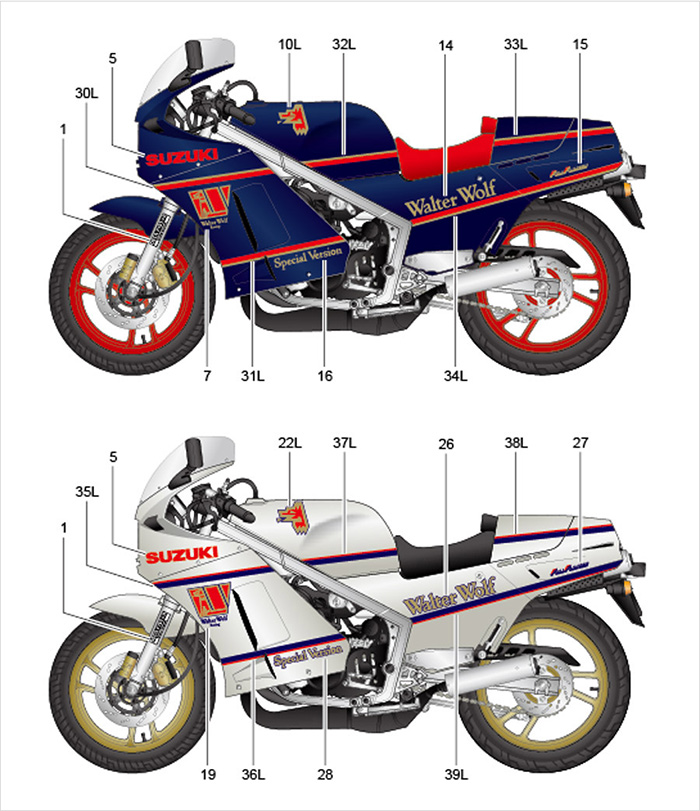 スタジオ27 ST27-DC1230 1/12 スズキ RG400Γ Walter Wolf ドレスアップデカール ハセガワ