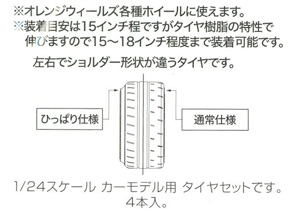 アスカモデル OW-17 1/24 タイヤ4本セット ストレッチ 選択式タイヤ